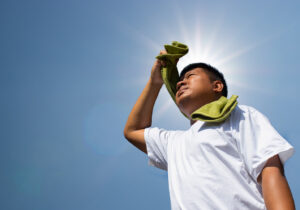 Young man and heat stroke