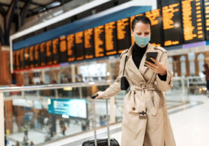 Woman traveling with suitcase