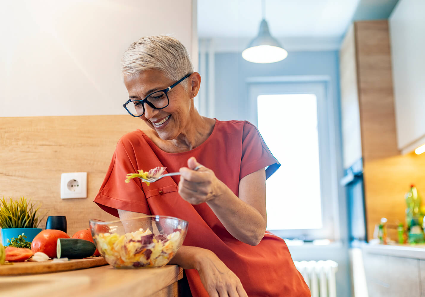 Woman enjoying a nutritious salad