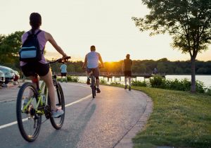 People exercising outside