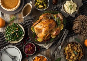 Thanksgiving meal on a table