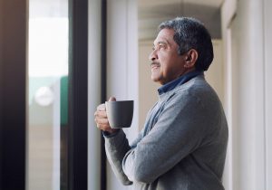 Senior man enjoying a cup of coffee