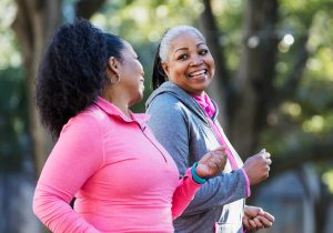 Two women exercising together