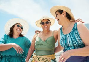 Women smiling together