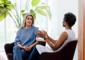 Mental health professional with a patient